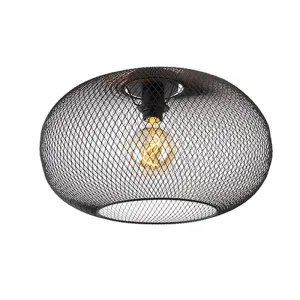 Moderna stropna svetilka črna 45 cm - Mesh Ball