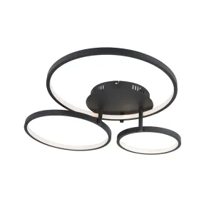 Moderna stropna svetilka črna z LED in zatemnilnikom - Rondas