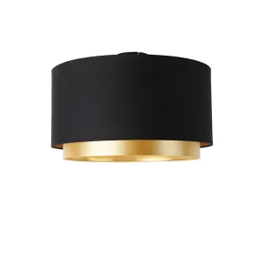 Moderna stropna svetilka črna z zlatim 47 cm duo senčilom - Combi