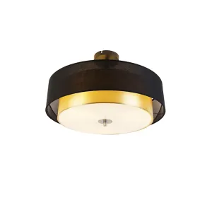 Moderna stropna svetilka črna z zlatom 50 cm 3-luč - Drum Duo #79569