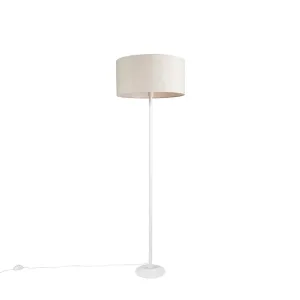 Moderna talna svetilka bela s senčilom poper 50 cm - Simplo