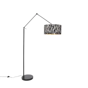 Moderna talna svetilka črn senčnik zebra design 50 cm - Editor