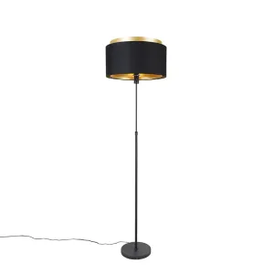 Moderna talna svetilka črna z zlatim duo senčilom - Parte