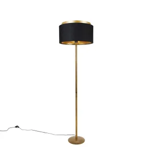 Moderna talna svetilka zlata z odtenkom črna z zlatom - Simplo