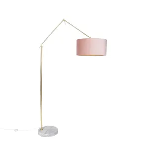 Moderna talna svetilka zlato žametno senčnik roza 50 cm - Editor