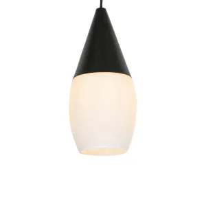 Moderna viseča svetilka črna z opalnim steklom - Drop