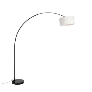 Moderna obločna svetilka črna z belim senčnikom iz bukleja 50 cm - XXL