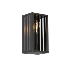 Moderna zunanja stenska svetilka črna z dimnim steklom 26 cm IP44 - Dijon