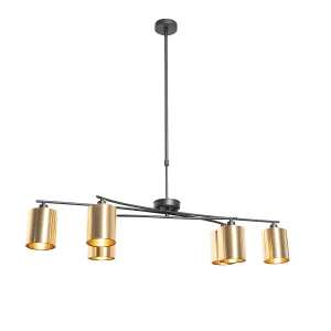 Moderna viseča svetilka črna z zlatimi nastavljivimi 6 lučkami - Lofty