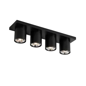 Moderni stropni reflektor črn 4-light - Tubo