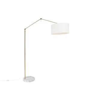 Moderna talna svetilka zlata z belim senčnikom 50 cm nastavljiva - Editor