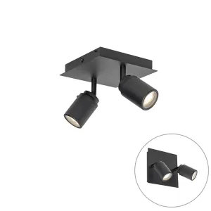 Moderni kopalniški reflektor črni kvadrat 2-light IP44 - Ducha