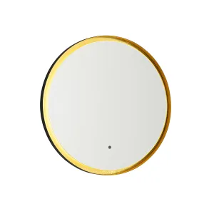 Kopalniško ogledalo črno z zlato, vključno z LED in zatemnitvijo na dotik - Pim
