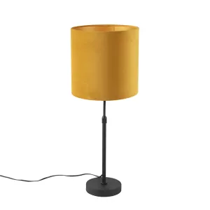 Namizna svetilka črna z žametnim odtenkom rumena z zlatom 25 cm - Parte