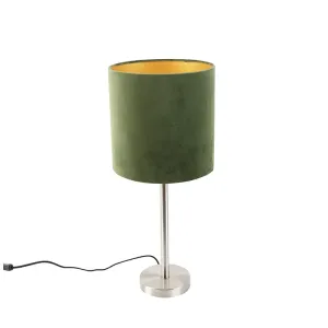 Namizna svetilka jeklena z zeleno senco 25 cm - Simplo