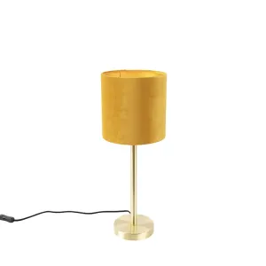 Namizna svetilka medenina z rumenim odtenkom 20 cm - Simplo