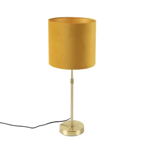 Namizna svetilka zlata / medenina z žametnim odtenkom rumena 25 cm - Parte