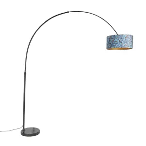Obločna svetilka črn žametni odtenek dizajn metulja z zlatom 50 cm - XXL