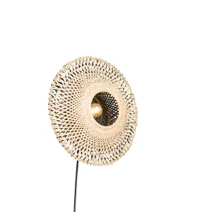 Orientalska stenska svetilka ratan 35 cm z vtičem - Rina
