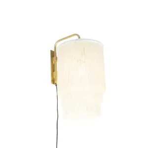 Orientalska stenska svetilka zlato kremni odtenek z resicami - Franxa