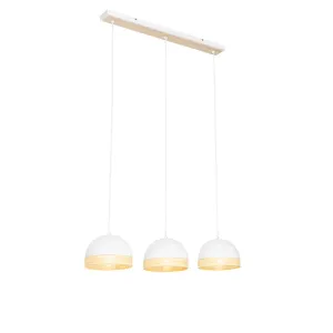 Orientalska viseča svetilka bela s 3 lučkami ratana - Magna Rotan