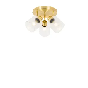 Stropni reflektor zlat s steklom 3-svetlobno nastavljiv okrogel - Laura