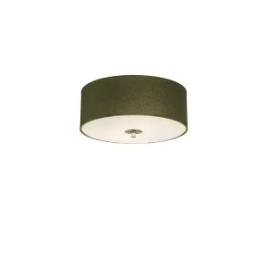 Podeželska stropna svetilka zelena 30 cm - Drum Juta