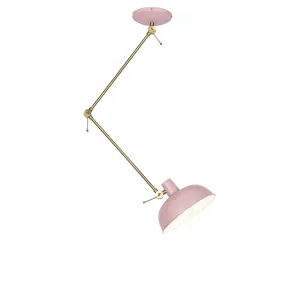 Retro stropna svetilka roza z bronasto - Milou