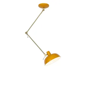 Retro stropna svetilka rumena z bronasto - Milou