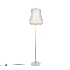 Retro talna svetilka medenina s kremo Granny 45 cm - Kaso