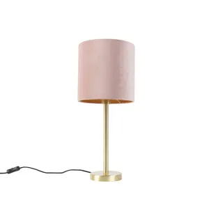 Romantična namizna svetilka medenina z roza odtenkom 25 cm - Simplo