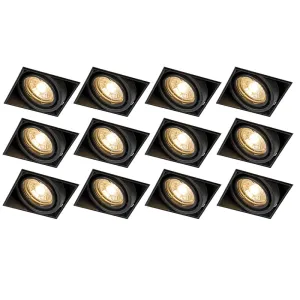 Komplet 12 vgradnih reflektorjev črne barve GU10 brez nagiba - Oneon