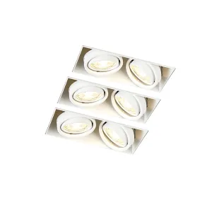 Set 3 vgradnih reflektorjev bele barve GU10 z nagibnimi 2 lučkami brez robov - Oneon