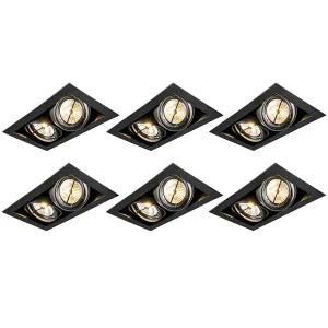 Set 6 vgradnih reflektorjev črn AR111 nastavljiv 2-light - Oneon