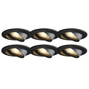 Set 6 modernih vgradnih reflektorjev črne nagibne - Edu
