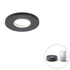 Smart kopalniški vgradni reflektor črn vključno z WiFi GU10 - Lopa