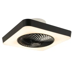Pametni stropni ventilator kvadratne črne barve z LED zatemnitvijo - Climo
