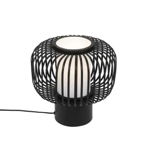 Sodobna namizna svetilka črna z bambusom - Bambuk