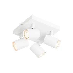Moderna stropna svetilka bela 4-svetlobna nastavljiva kvadratna - Jeana