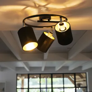 Sodobna stropna svetilka črna 3-luč - Lofty