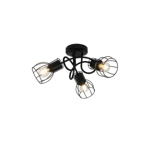 Sodobna stropna svetilka črna 40 cm okrogla 3-luč - Botu