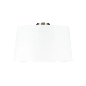 Sodobna stropna svetilka jeklo z belo senco 45 cm - Combi