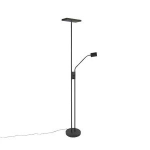 Sodobna talna svetilka z bralno svetilko kvadratno črna - Jazzy