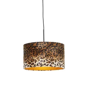 Sodobna viseča svetilka črna s senčilom leopard 35 cm - Combi