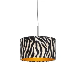 Sodobna viseča svetilka črna z odtenkom zebra 35 cm - Combi