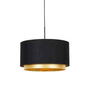 Sodobna viseča svetilka črna z zlatim 47 cm duo senčilom - Combi