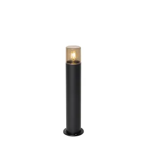 Stoječa zunanja svetilka črna z dimnim senčnikom 50 cm - Odense