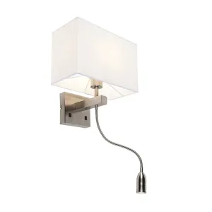 Moderna stenska svetilka jeklo z belim senčnikom - Bergamo