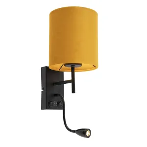 Stenska svetilka črna z žametno rumenim odtenkom - Stacca