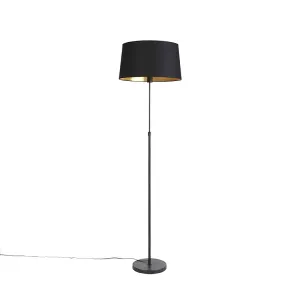 Stoječa svetilka črna z nastavljivim črnim senčilom 45 cm - Parte